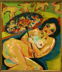 Lányok japán esernyő alatt alkotó: Ernst Ludwig Kirchner