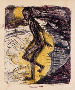 Ember emelkedik a tengerből; Ins Meer Seigender Mann, 1913 alkotó: Ernst Ludwig Kirchner