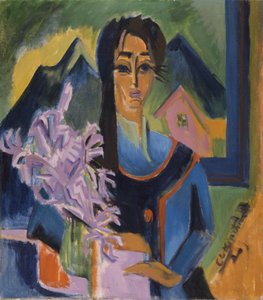 Maryli (Fiatal nő szegfűcsokorral) alkotó: Ernst Ludwig Kirchner