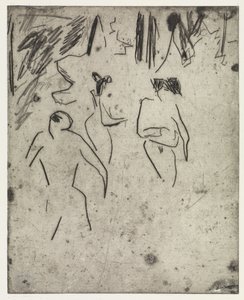 Moritzburgi fürdőzők a bozótban/A beteg Dodo alkotó: Ernst Ludwig Kirchner