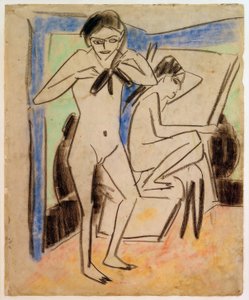 Cím nélkül (Fränzi és Marcella a stúdióban) alkotó: Ernst Ludwig Kirchner