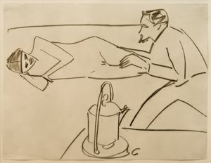 Cím nélkül (Liegende Fränzi beszélgetésben Erich Heckellel) alkotó: Ernst Ludwig Kirchner