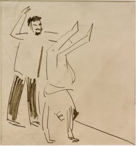 Cím nélkül (férfi lánnyal kézenállásban) alkotó: Ernst Ludwig Kirchner
