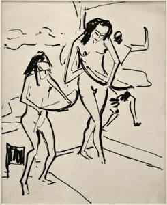 Cím nélkül (Marcella és Zenta íjjal) alkotó: Ernst Ludwig Kirchner