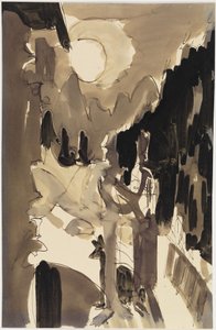 Egy pár a ház előtt a holdfényben alkotó: Ernst Ludwig Kirchner