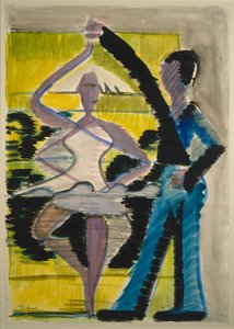 Pirouettázó táncosnő, 1931-32 körül (akvarell és ecset, ceruza és fekete ecset, sima pergamen kartonra) alkotó: Ernst Ludwig Kirchner