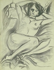 Fekvő akt (Isabella), 1906 (szén, papíron)