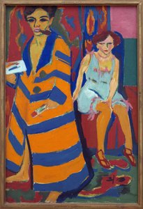 Önarckép modellel. Ernst Ludwig Kirchner (1880-1938) festménye, Olaj, vászon alkotó: Ernst Ludwig Kirchner