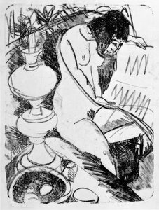 Ülő olvasási aktus alkotó: Ernst Ludwig Kirchner