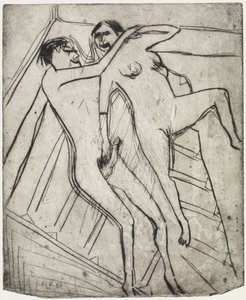 Ülő lány a strandon/Szerelmespár alkotó: Ernst Ludwig Kirchner