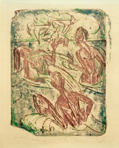 Fröccsenő fürdőzés alkotó: Ernst Ludwig Kirchner