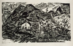 Stafelalp, összkép - felhajtás az alpesi legelőre alkotó: Ernst Ludwig Kirchner
