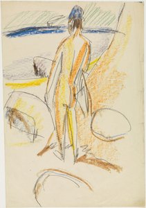 Álló hátakt „A szikláknál” (Fehmarn) alkotó: Ernst Ludwig Kirchner