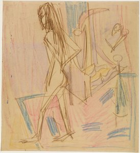 Álló női akt szőnyegen alkotó: Ernst Ludwig Kirchner
