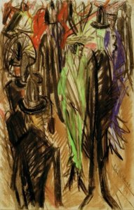 Utcai jelenet egy zöld hölggyel alkotó: Ernst Ludwig Kirchner