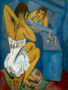 WC; Nő a tükör előtt alkotó: Ernst Ludwig Kirchner