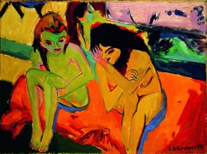 Két lány / beszélgető meztelen lányok alkotó: Ernst Ludwig Kirchner