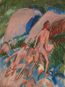 Két akt figura egy tájban, 1913
