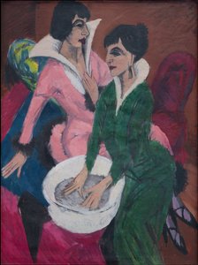 Két nő egy mosdónál; A nővérek alkotó: Ernst Ludwig Kirchner