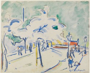 Fákkal szegélyezett part (Drezda) alkotó: Ernst Ludwig Kirchner