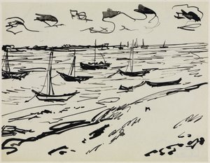 Lehorgonyzott halászhajók (Fehmarn) alkotó: Ernst Ludwig Kirchner