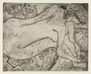 Wannsee Potsdam mellett motorcsónakkal/Pedikűröző meztelen nő alkotó: Ernst Ludwig Kirchner