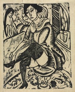 Nő felhúzta a cipőjét alkotó: Ernst Ludwig Kirchner