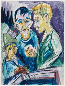 Két paraszt és egy fiú a kútnál alkotó: Ernst Ludwig Kirchner