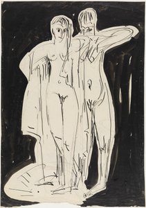 Két álló akt, akik megtörülköznek alkotó: Ernst Ludwig Kirchner