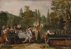 Vidám társaság egy parkban alkotó: Esaias van de Velde