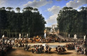 I. Napóleon és Marie-Louise házassági körmenete a Tuileries kertben átkelve április 2-án