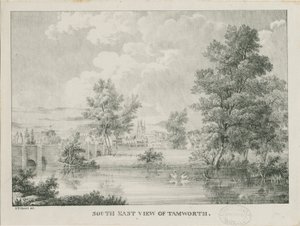 Tamworth – Távoli kilátás délről: litográfia, nd [1796-1865]