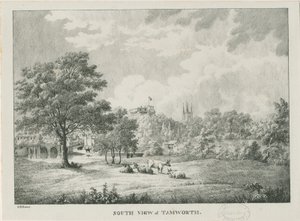 Tamworth – Távoli kilátás délről: litografált, nd [1796-1865]