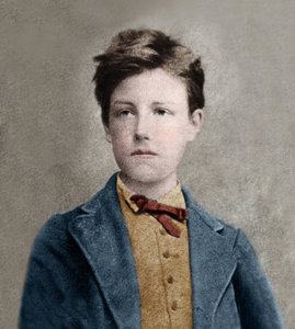 Arthur Rimbaud (1859 - 1891) portréja, Carjat fotója alapján.