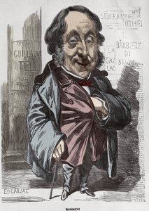 Gioachino (Gioacchino) Rossini (1792-1868) portréja, Etienne Carjat karikatúrája - Etienne Carjat (1928-1906), Rossini portréja Diogene számára, Nadar után, 1856. december 21. digitális színezés alkotó: Etienne Carjat