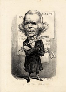 feuille volante – Illusztráció: Etienne Carjat (1826-1906): Orvosi, orvostudomány, sante, Charite, Anatómia, Plakátok - Sebész, Velpeau Alfred (1795-1867) alkotó: Etienne Carjat