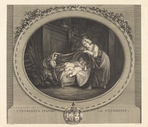 Az ártatlanság gyengédséget inspirál alkotó: Etienne Claude Voysard after Jean Honoré Fragonard