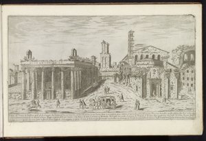 Antoninus és Faustina templomának romjai, valamint Romulus templomának romjai a Forum Romanumban Ősi épületek (sorozat címe) I vestigi dell