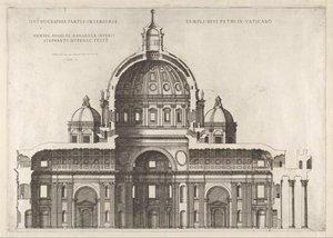 Hosszanti metszet, amely Sai..., 1551, 1558-61 belsejét mutatja alkotó: Etienne Duperac