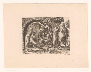 Mese a szatírról és a parasztról, aki belefúj a levesébe és a kezébe alkotó: Etienne Dupérac (attributed to)