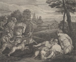 Diana és Acteon szarvasbikává változtak, kb. 1742.