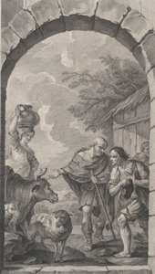 A párizsi Találatok kápolnája: Pásztorcsoport egy házikó előtt, 1757.