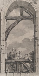 Az alapítottak kápolnája Párizsban: Apáca és kislányok nézik a Crec..., 1756.
