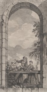 Az alapítottak kápolnája Párizsban: Apácák és fiúk a betlehemet nézegetve,..., 1757.