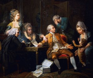 Felbontott szerződés, Jeaurat Etienne (1699-1789) festménye, Franciaország