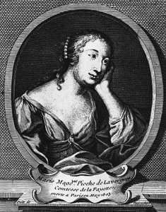 Marie-Madeleine Pioche de La Vergne, Comtesse de La Fayette (1634-1693) francia regényíró medálportréja, Etienne Jehandier Desrochers (1668-1741) metszete
