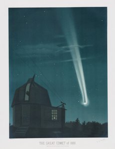 Az 1881-es nagy üstökös, amelyet június 25-ről 26-ra virradó éjjel figyeltek meg, 1 óra 30 perckor, a The Trouvelot Astronomical Drawings 1881-ből, pub. 1881 (színes litográfia) alkotó: Étienne Léopold Trouvelot