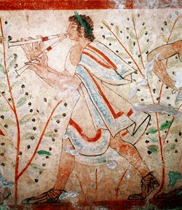 Egy furulyás. Egy freskó részlete, Kr.e. 5. század