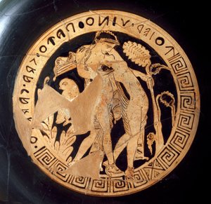 Etruszk ókor: Dionüszoszt és Ariane-t ábrázoló kylix részlete. Falerii Veteresből (Civita Castellana) a Kr.e. 6. századból. Róma, a Villa Giulia Nemzeti Múzeuma alkotó: Etruscan
