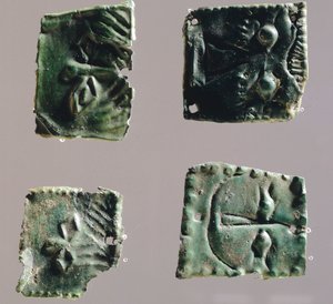 Ex-voto szemeket ábrázoló bronzlemezben. Leletek a Reithia Este (Velence) szentély tárgyaiból. Az etruszk civilizáció, Kr. e. 5-4. alkotó: Etruscan